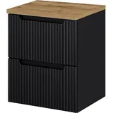 [en.casa] Waschbeckenunterschrank Waschtischunterschrank Skelbolu 50x60x40 cm Schwarz/Eiche