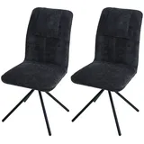 Mendler 2er-Set Esszimmerstuhl HWC-N99, Küchenstuhl, drehbar Auto-Return, Stoff/Textil Chenille (340g/m2) Öko-Tex ~ Grau