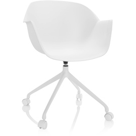 HJH Office Bürostuhl OSLO Kunststoff Weiß Schalenstuhl mit Rollen, Home-Office Stuhl