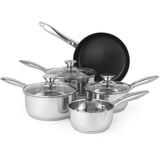 Russell Hobbs BW06572 Bratpfannen Kochtopf set - mit Glasdeckel, 5-teiliges induktions Kochgeschirr-Set, Topfset 16/18/20cm Pfannen,14cm Milchpfanne, 24cm Bratpfanne, Antihaft pfanneset