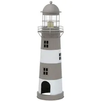 Boltze Laterne Leuchtturm Eisen Grau/Weiß