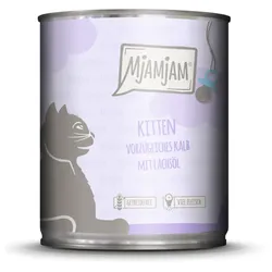 MJAMJAM Leckere Mahlzeit Kitten 800g Dose Katzennassfutter 6 x 800 Gramm vorzügliches Kalb mit Lachsöl