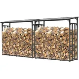 Quick Star Kaminholzregal Anthrazit 143 x 70 x 145 cm Garten Kaminholzunterstand 2,8 m3 / 4 SRM Stapelhilfe Aussen