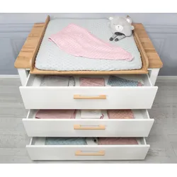 roba Kinderzimmer-Set »Ava« mit Bett und Wickelkommode - 78x143x83,5cm - weiß - Holz / Eichenholz / Holz