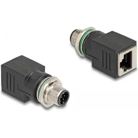 Delock M12 Adapter A-kodiert 8 Pin Stecker zu RJ45 Buchse gerade,