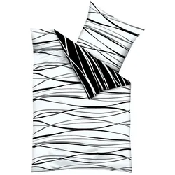 kaeppel Bettwäsche Motion 155 x 220 cm Satin Schwarz, Weiß Schwarz /