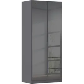 otto home Drehtürenschrank OTTO HOME "Kleiderschrank Kleiderschränke Schrank Garderobe AGORDO mit Glasfront", grau (graumetallic, glas basalt), B:91cm H:229cm T:54cm, Holzwerkstoff, Schränke, Drehtürenschrank, mit Außenschubkästen, in 7 Breiten und 2 Höhen MADE IN