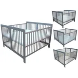 Micoland Kinderbett Zwillingsbett 120 x 120 cm massiv grau