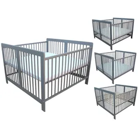 Micoland Kinderbett Zwillingsbett 120 x 120 cm massiv grau