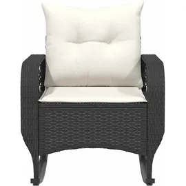 vidaXL Garten-Schaukelstuhl mit Kissen Schwarz Poly Rattan
