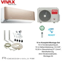 VIVAX R Design GOLD 12000 BTU + 10 m Komplett Montageset Split Klimaanlage A+++
