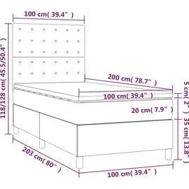 vidaXL Boxspringbett 100 x 200 cm Hellgrau