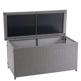 Mendler Poly-Rattan Kissenbox HWC-D88, Gartentruhe Auflagenbox Truhe Basic grau, 63x135x52cm 320l