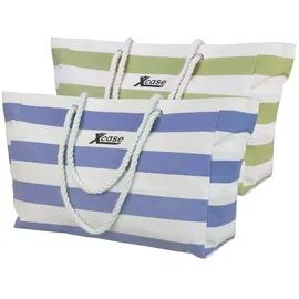 Xcase Strandtaschen blau/weiß/grün/weiß 53 x 37 x 18 cm