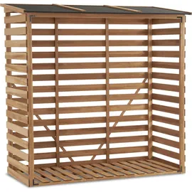 MCombo Kaminholzregal Holz 90 x 185 x 186 cm mit Rückwand und wasserdichter Abdeckung Natürlich