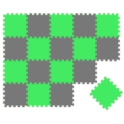 LittleTom Puzzlematte 18 Teile Baby Kinder Puzzlematte ab Null - 30x30cm, grau hellgrüne Matte bunt