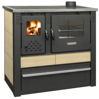 ProTermo Pro Termo doo Küchenherd Holzofen PANONIA mit Kacheln creme 10,5 kW Dauerbrandherd rechte Version