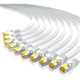 Primewire 10x LAN-Kabel CAT.7, RJ-45 (Ethernet), CAT 7 Flachband U/FTP Gigabit Netzwerkkabel 10 Gbit/s Patchkabel - 0,5m