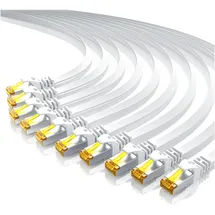Primewire 10x LAN-Kabel CAT.7, RJ-45 (Ethernet), CAT 7 Flachband U/FTP Gigabit Netzwerkkabel 10 Gbit/s Patchkabel - 0,5m