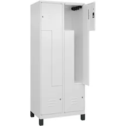 C+P Z-Spind Classic PLUS, Füßen, 4 Abteile, HxBxT 195x80x50cm, Zylinderschloss, Verkehrsweiß von PROREGAL