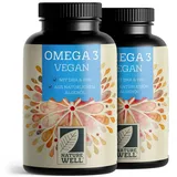 Omega-3 Vegan 240 Kapseln hochdosiert, 2000mg Omega-3 Algenöl pro Tag mit 600mg DHA & 300mg EPA, veganes Omega aus nachhaltigem Anbau als Fischöl-Alternative, laborgeprüft mit Zertifikat, NatureWell