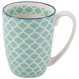 CreaTable 4er Set CreaTable Kaffeebecher Mediterran 300 ml Steinzeug Blau, Grün Petrol