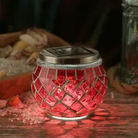 MARELIDA LED Solar Windlicht Mosaik Solarglas Mosaikleuchte für Balkon