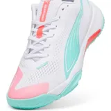 Puma Solarstrike III W+ Indoor Court Shoe, White-Electric Peppermint, 37