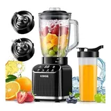 GDOR Professional Standmixer Glas 1200W Smoothie Maker 5 Programme Blender 1,5L Glasbehälter&700ml To-Go Becher Kombi Hochleistungsmixer für Smoothies Shake Eiscrushen Gefrorenes Obst Selbstreinigend