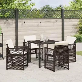 vidaXL Garten Essgruppe 5 pcs Braun Poly Rattan