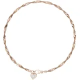 FIRETTI Fußkette mit Anhänger FIRETTI "Schmuck Geschenk Silber 925 Körperschmuck Herz+LIEBE Singapurkette", rosa (roségoldfarben, kristallweiß, kristallweiß), Fußketten, Damen, Silber 925 (Sterlingsilber), mit Zirkonia (synth.)