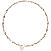FIRETTI Fußkette mit Anhänger FIRETTI "Schmuck Geschenk Silber 925 Körperschmuck Herz+LIEBE Singapurkette", rosa (roségoldfarben, kristallweiß, kristallweiß), Fußketten, Damen, Silber 925 (Sterlingsilber), mit Zirkonia (synth.)