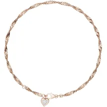 FIRETTI Fußkette mit Anhänger FIRETTI "Schmuck Geschenk Silber 925 Körperschmuck Herz+LIEBE Singapurkette", rosa (roségoldfarben, kristallweiß, kristallweiß), Fußketten, Damen, Silber 925 (Sterlingsilber), mit Zirkonia (synth.)