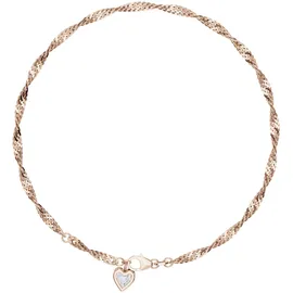 FIRETTI Fußkette mit Anhänger FIRETTI "Schmuck Geschenk Silber 925 Körperschmuck Herz+LIEBE Singapurkette", rosa (roségoldfarben, kristallweiß, kristallweiß), Fußketten, Damen, Silber 925 (Sterlingsilber), mit Zirkonia (synth.)