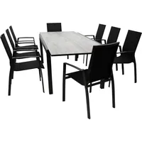DEGAMO Garnitur FARO 9-teilig, Aluminium anthrazit + Glas +