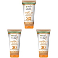 Garnier Ambre Solaire Sonnencreme Feuchtigkeitsspendende Sonnenschutz Milch LSF 30ung (1 x 50 ml) (Packung mit 3)