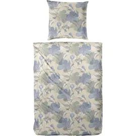 Primera Feinbiber-Bettwäsche Blumen Braun 135 x 200 cm + 80 x 80 cm