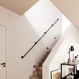 Pamo Handlauf für Treppen | 36-392 cm | Handlauf schwarz aus stabilen Rohren im industrial Loft Design | Treppengeländer innen zur Wandbefestigung | Handläufe