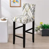 FANSU Barhocker Stuhlhussen mit Rückenlehne, Stretch Stuhlbezug Esszimmerstuhlbezüge Sitzbezug Abnehmbar Waschbar für Küchen Hochstühle Barhocker Höhenverstellbar (beige elegant,4er Set)