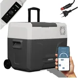 Arebos Kühlbox Elektrische Kompressor-Gefrierbox 27-47L mit Rollen & APP-Steuerung, Ablassschraube zum Wasserentfernen grau 61 cm x 48 cm x 37.8 cm