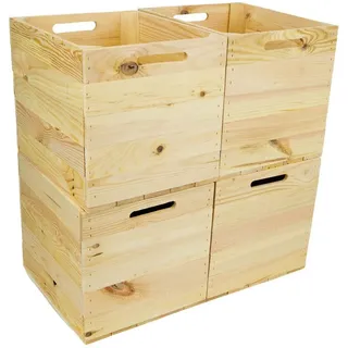 Kistenkolli Altes Land Weinkiste 4 tlg. Natur Braun