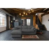 KAWOLA Sofa DAMETO Ecksofa Bettsofa Schlafsofa mit Stauraum Cord grau Recamiere links