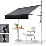 HOMEDEMO Klemmmarkise Markise Balkon (400 cm x 125 cm) Anthrazit mit Handkurbel, Balkonmarkise ohne Bohren, Sonnenschutz und wasserdicht, UV-beständig und höhenverstellbar