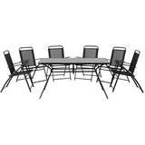 Beliani Gartenmöbel Set Schwarz 6-Sitzer Minimalismus - Schwarz