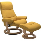 Stressless Relaxsessel "View" Sessel Gr. ROHLEDER Stoff Q2 FARON, Cross Base Eiche, Rela x funktion-Drehfunktion-PlusTMSystem-Gleitsystem, B/H/T: 78 cm x 105 cm x 78 cm, gelb (yellow q2 faron) Lesesessel und Relaxsessel mit Classic Base, Größe S,Gestell Eiche