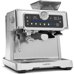 GrandPresso Touch Espressomaschine   20 bar   integriertes Mahlwerk   Druckanzeige   Milchschaum Edelstahl