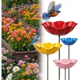 2026 Neue Blumen Gartenstecker Bienentränke Metall, Bienen-Vogeltränke,insektentränke Garten,Blumenform Fütterungsschale, Outdoor-Vogelfutterstation, Garten, Hof, Terrasse (4pcs-A)