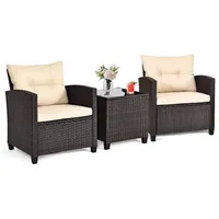 LuxusKollektion Balkonset 3tlg. Rattan Balkonset, Polyrattan Gartenmöbel mit