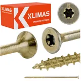 Klimas Bichromatierte Holzschraube Ø Senkkopf - Teilgewinde - Torx-Abdruck - Antisplit-Spitze 8 x 240 - 50er Packung