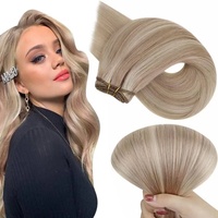 Hetto Echthaar Tressen Extensions Blond Echthaar Extensions Tressen Remy Menschliches Tressen Haarverlängerung Echthaar #18/613 Aschblondine Highlights Gebleichtes Blond 100g 55 cm